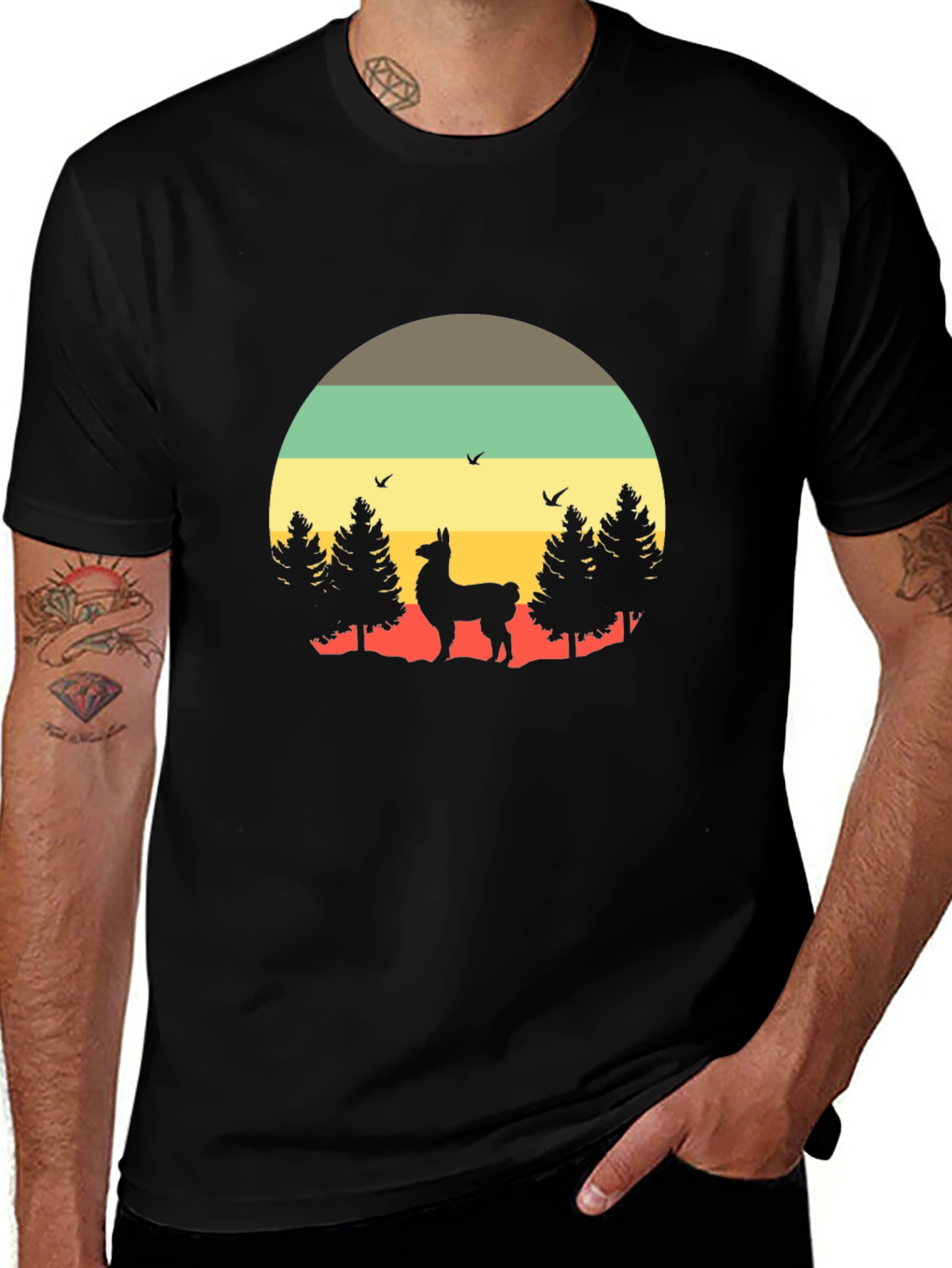 Retro Llama T-Shirt - Nature Graphic Tee