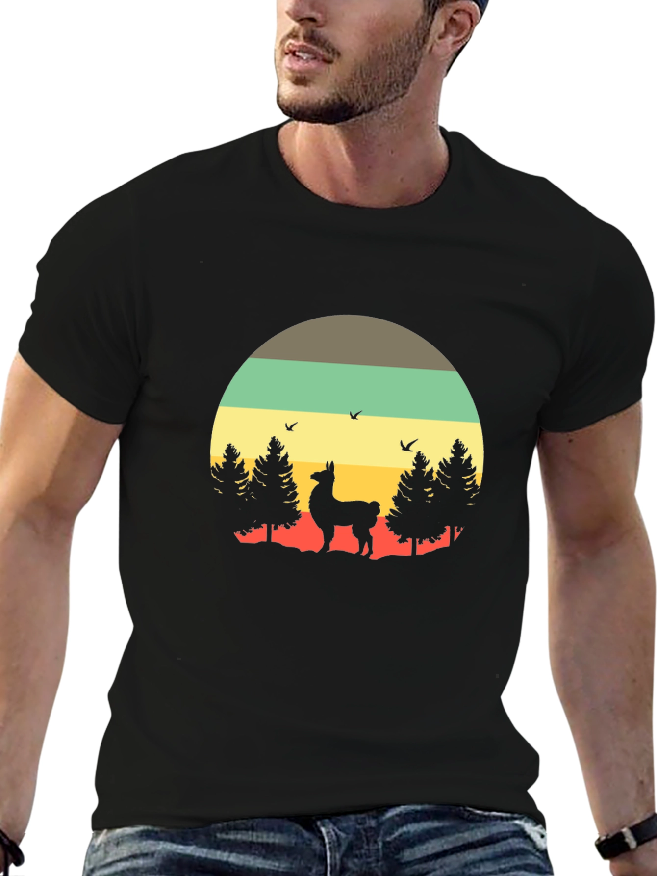 Retro Llama T-Shirt - Nature Graphic Tee