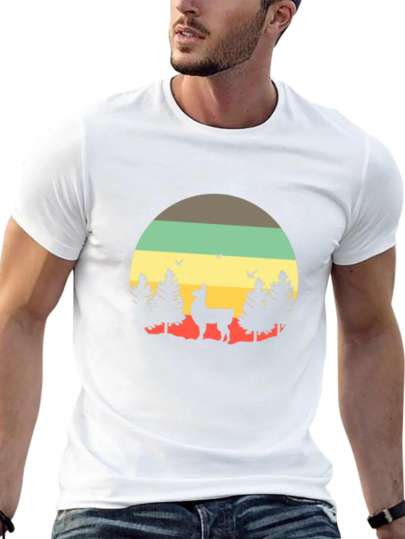 Retro Llama T-Shirt - Nature Graphic Tee