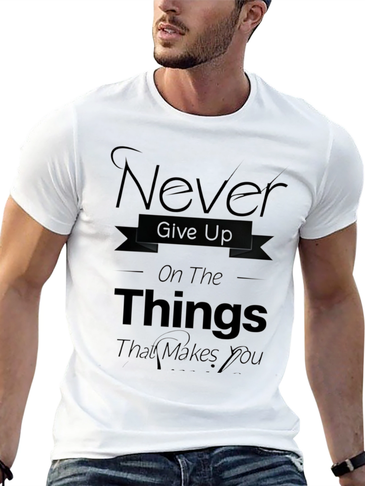 Never Give Up Black T-Shirt