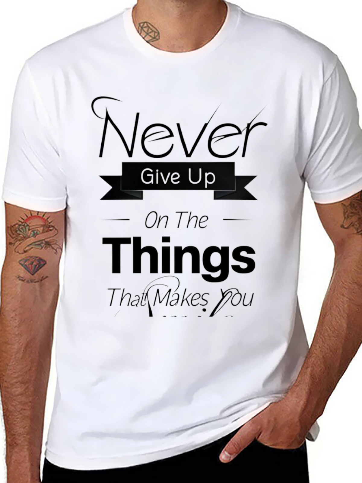 Never Give Up Black T-Shirt