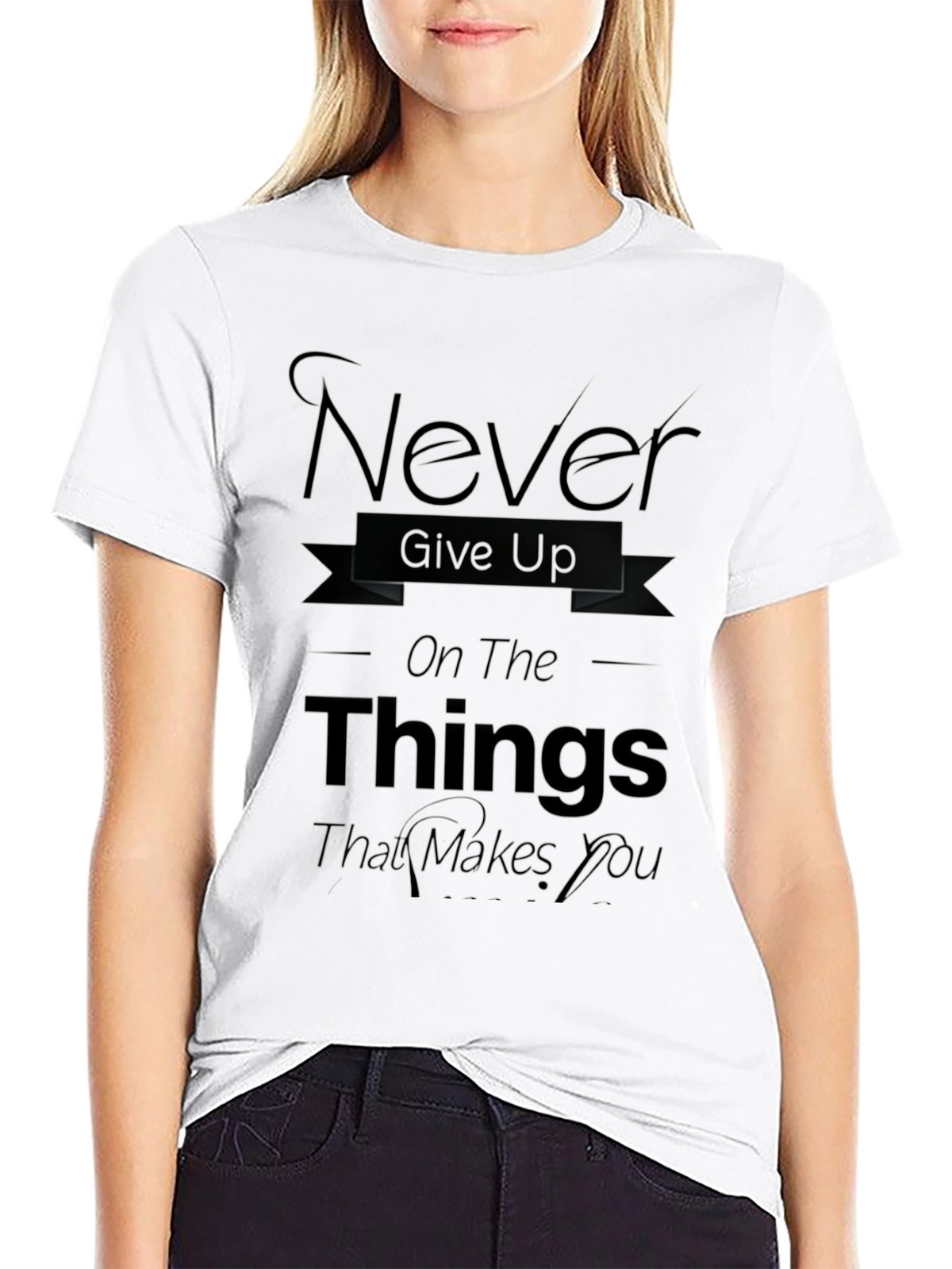 Never Give Up Black T-Shirt