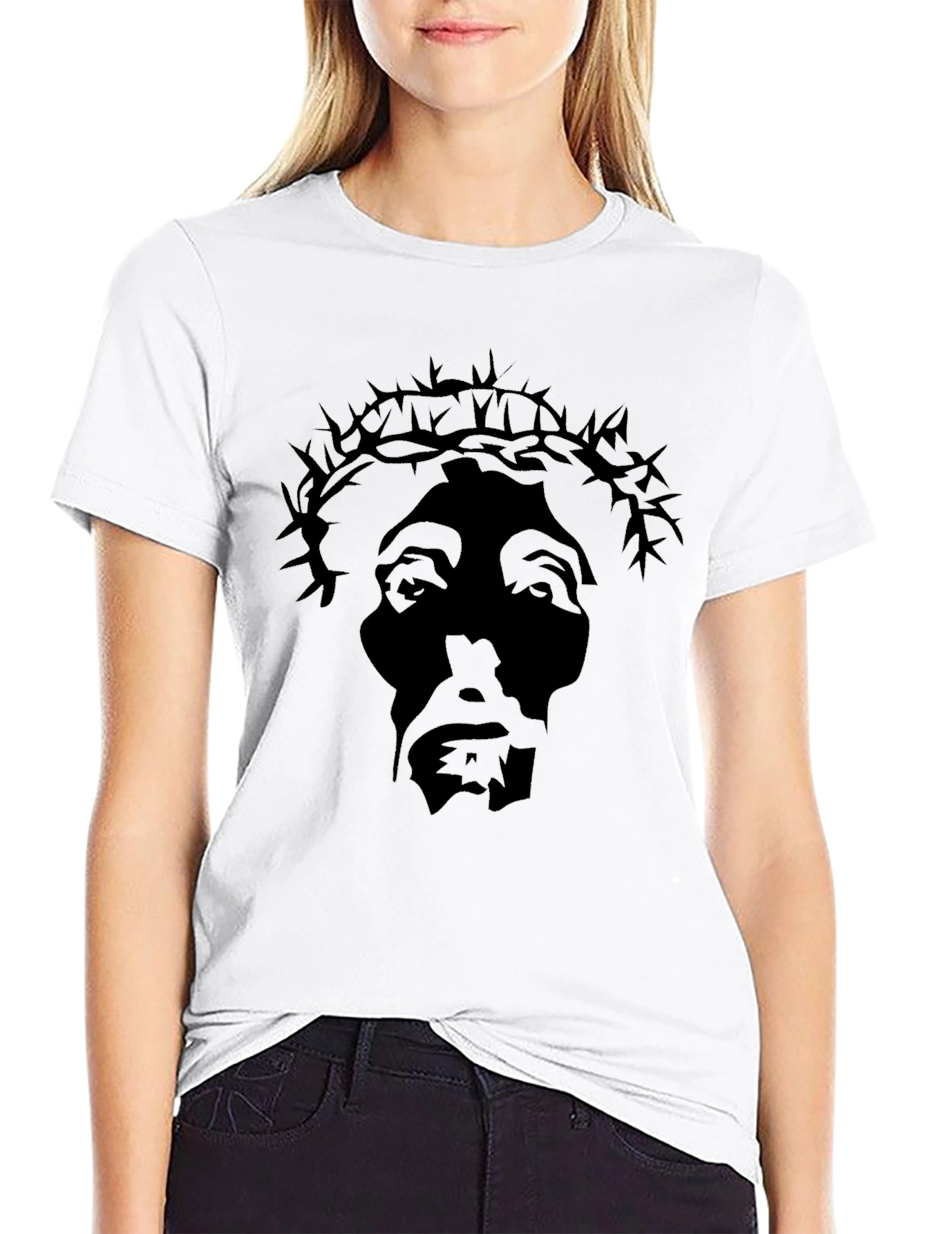Black Graphic T-Shirt - Crown of Thorns Design