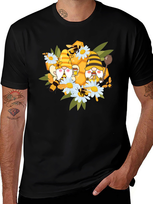 Gnome Bee Honeycomb T-Shirt: Whimsical Graphic Tee