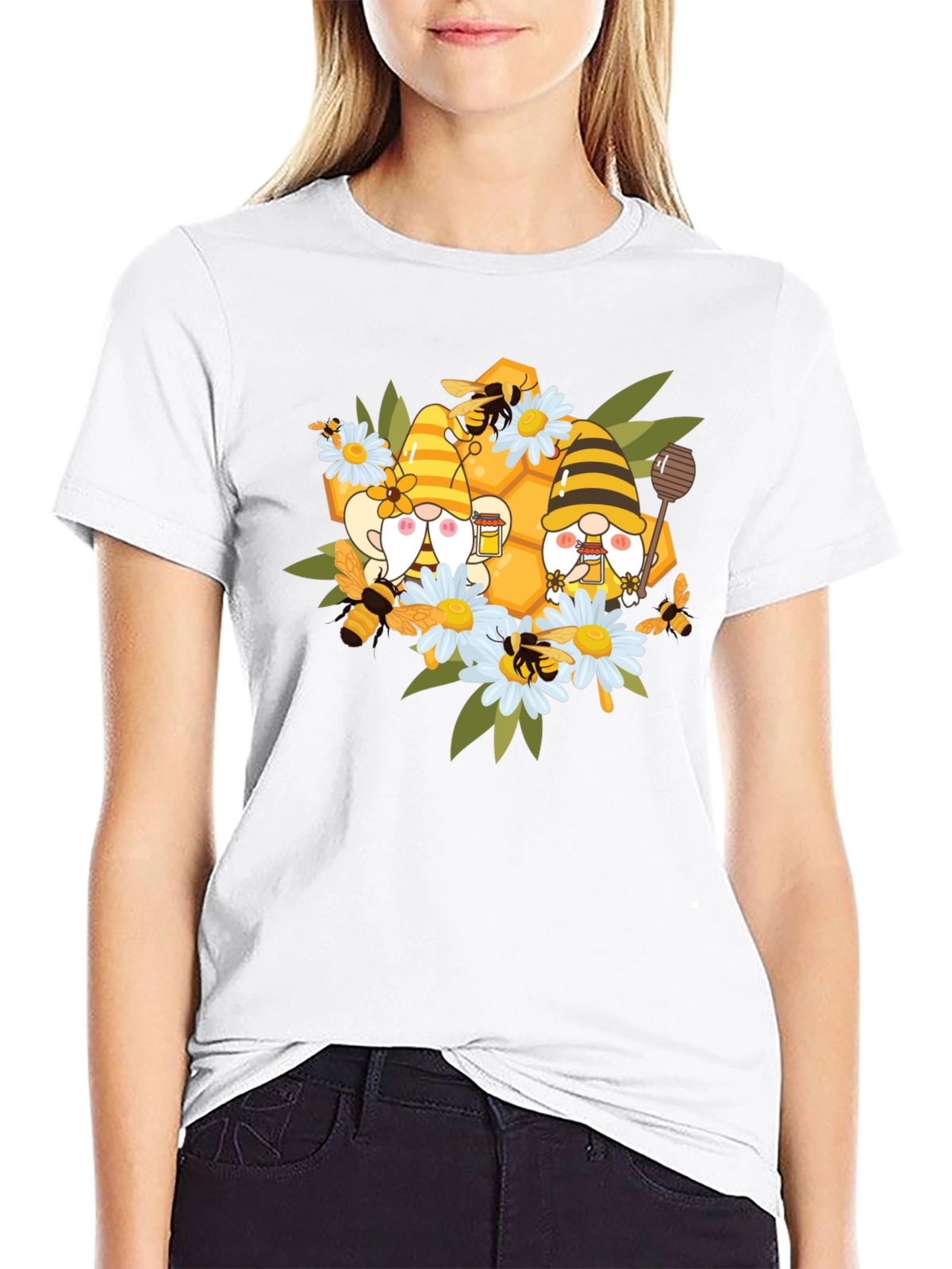 Gnome Bee Honeycomb T-Shirt: Whimsical Graphic Tee
