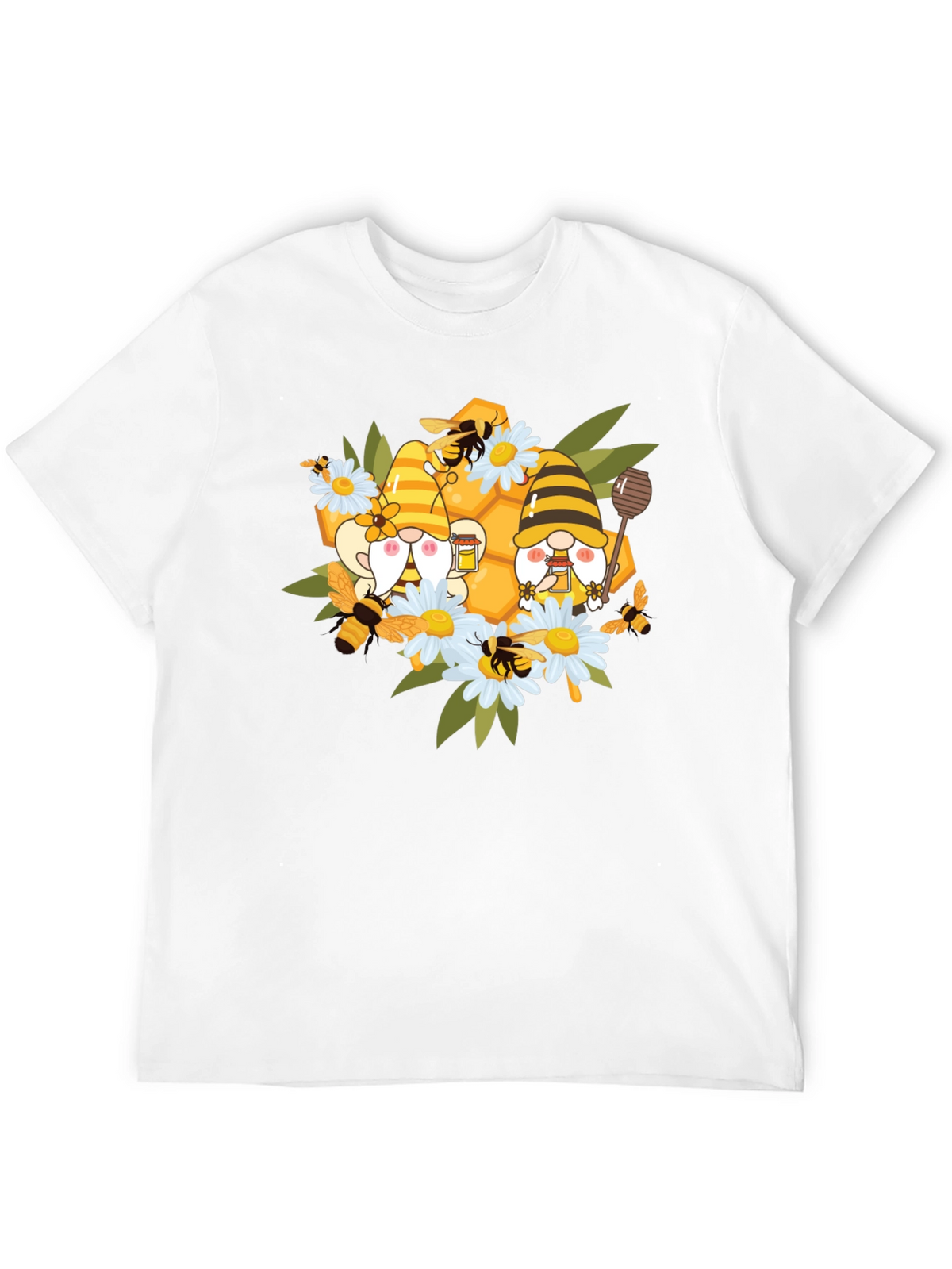 Gnome Bee Honeycomb T-Shirt: Whimsical Graphic Tee