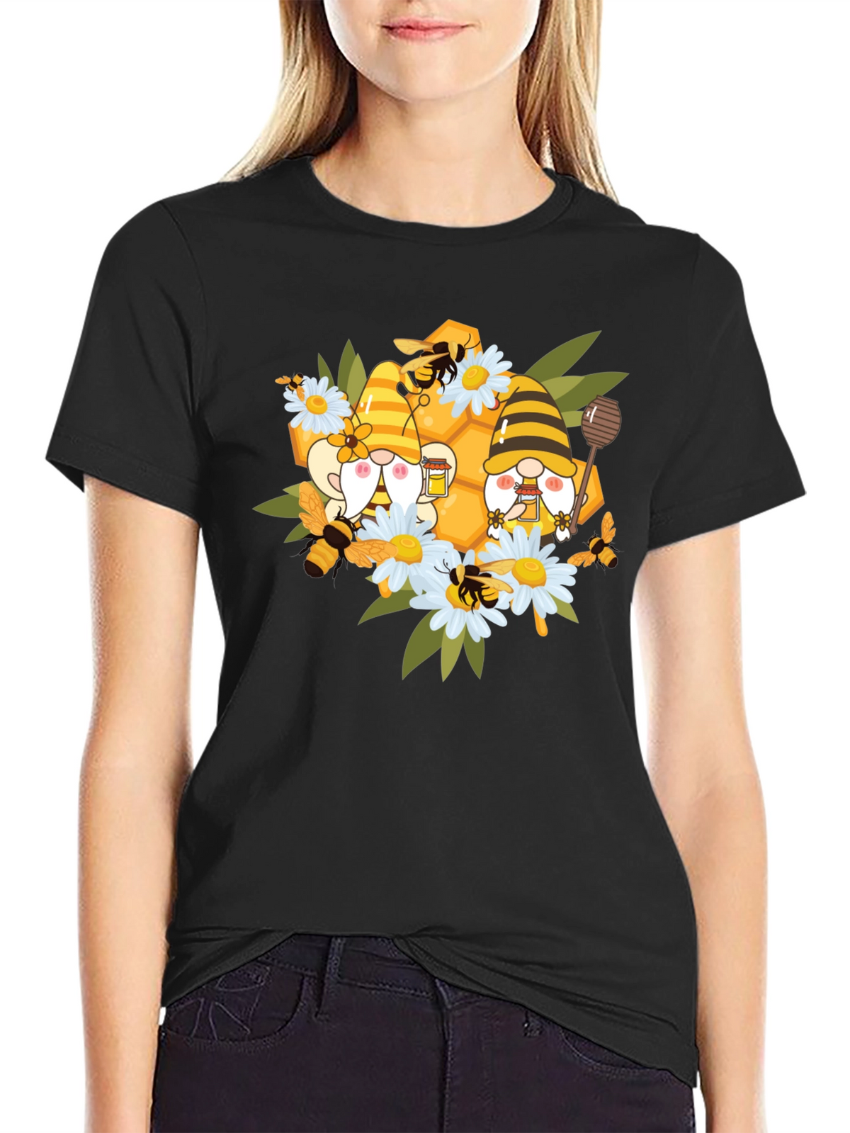 Gnome Bee Honeycomb T-Shirt: Whimsical Graphic Tee