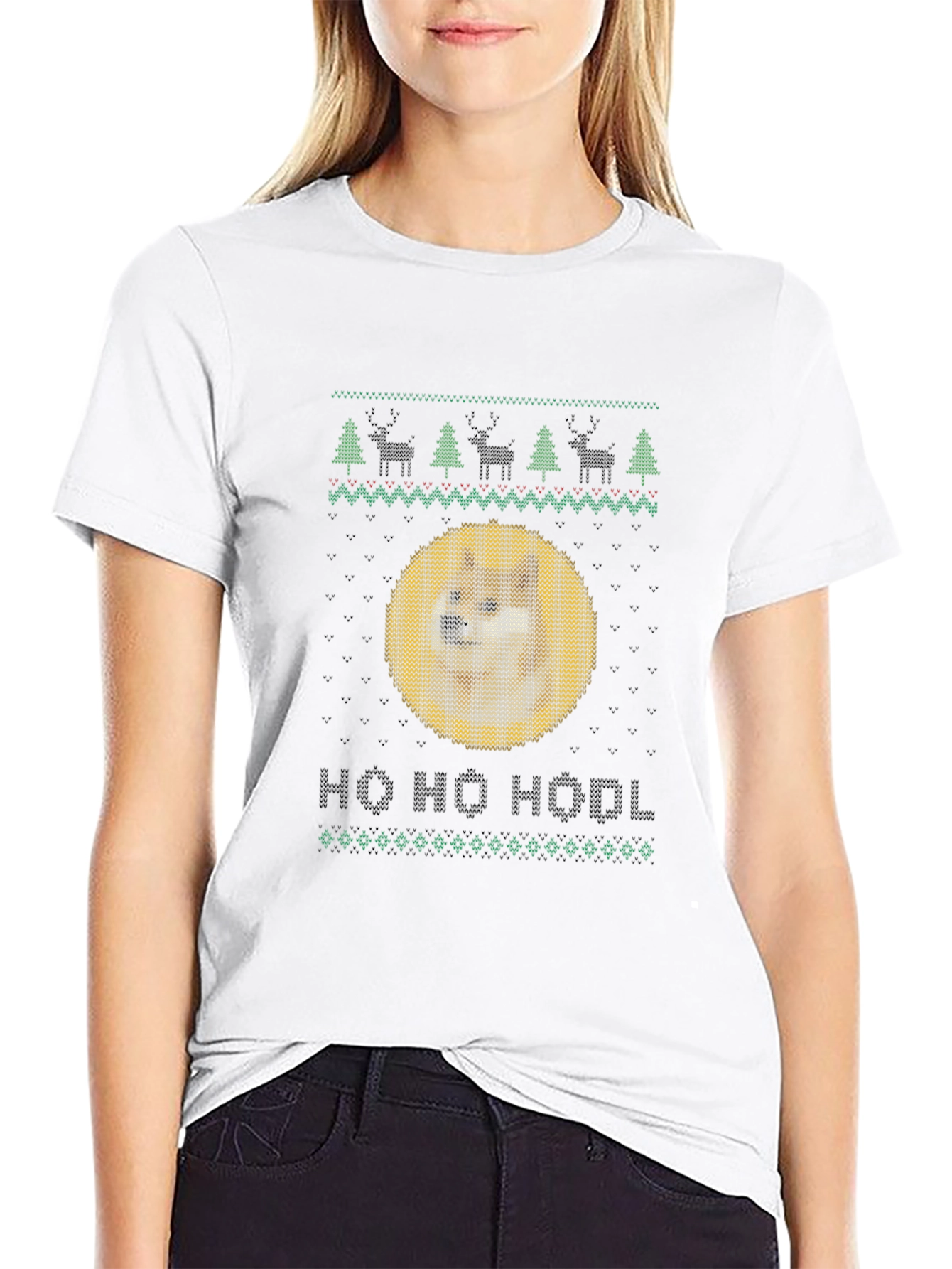 Doge HODL Ugly Christmas Sweater T-Shirt