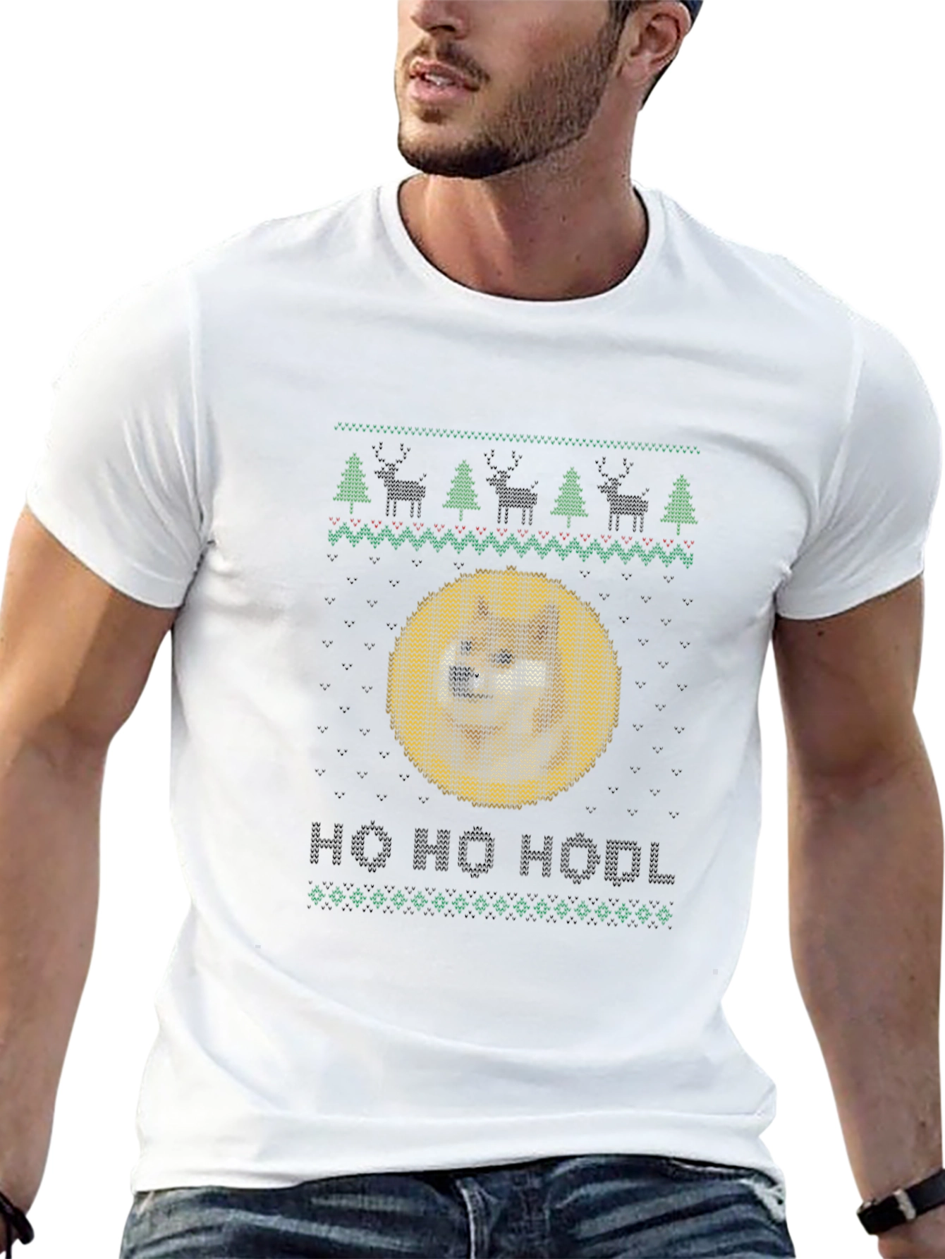 Doge HODL Ugly Christmas Sweater T-Shirt