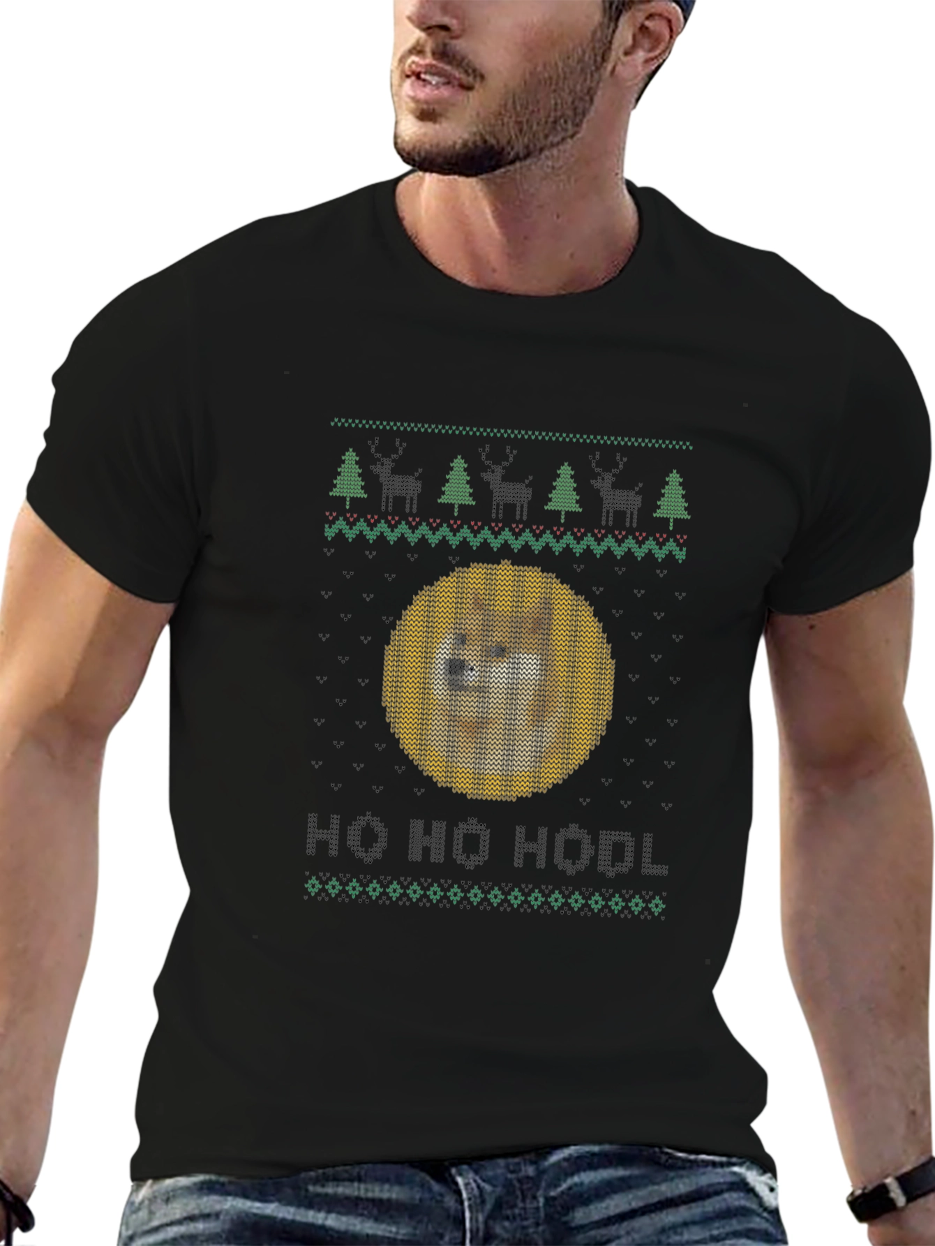 Doge HODL Ugly Christmas Sweater T-Shirt