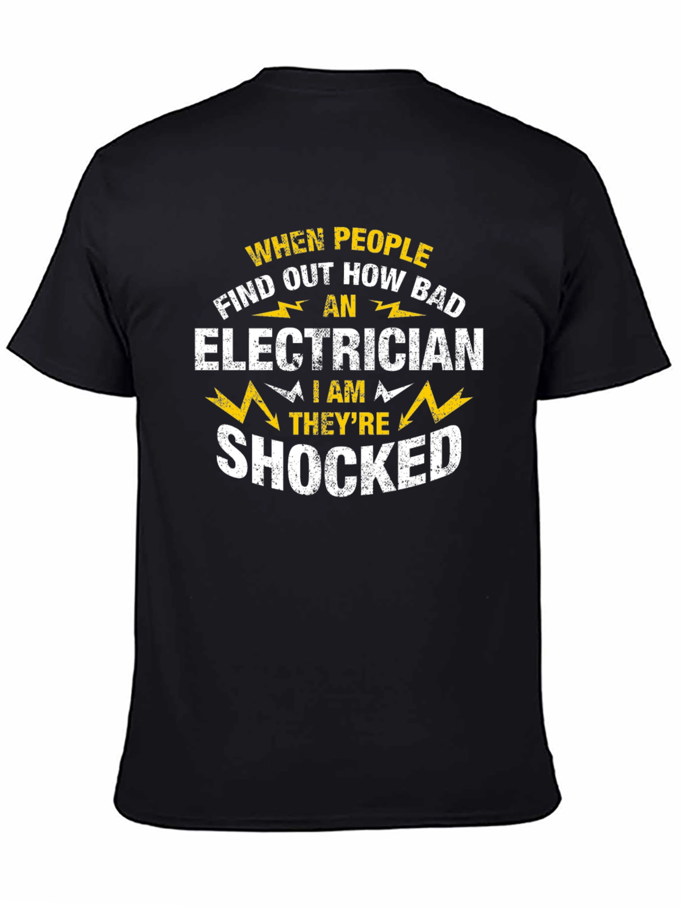 Electrician Shocked Funny Humor Mens Black T-Shirt