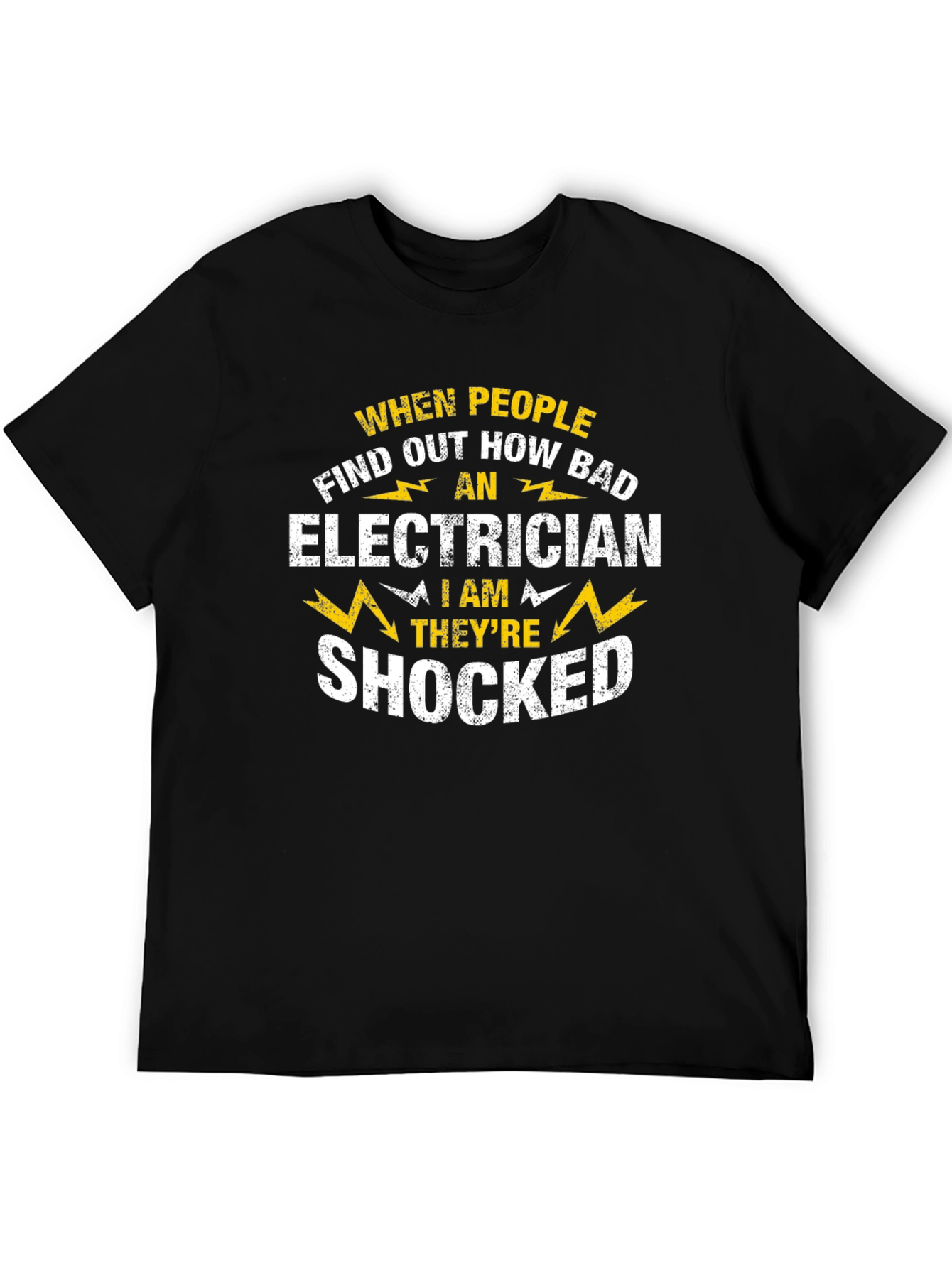 Electrician Shocked Funny Humor Mens Black T-Shirt