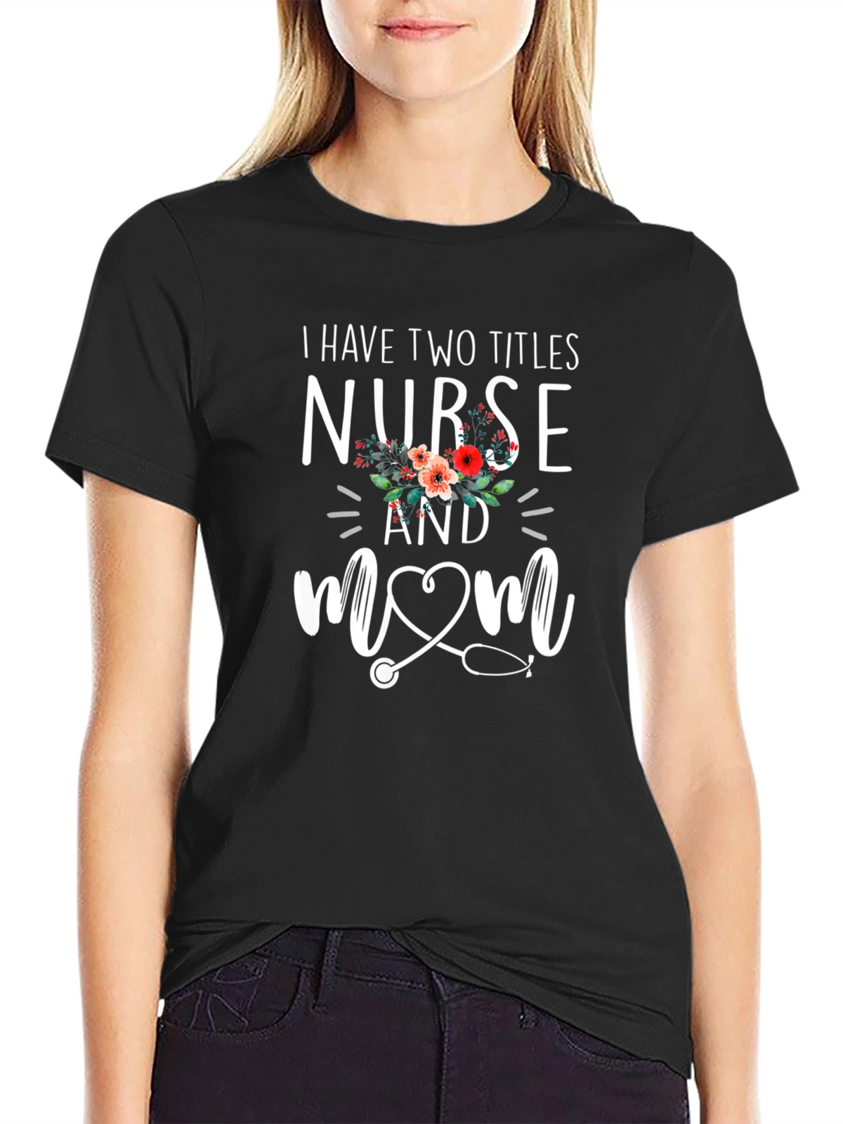 Nurse Mom Graphic Tee - Black T-Shirt