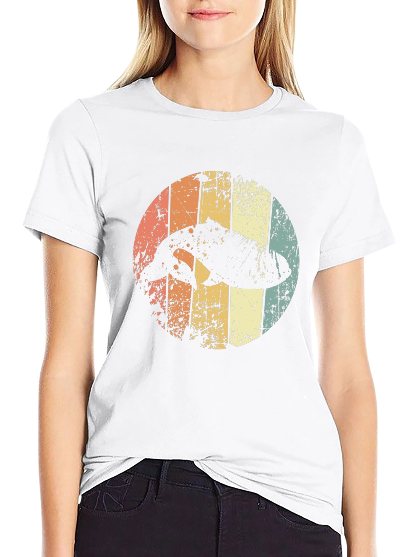 Retro Dolphin Graphic Tee - Distressed Print