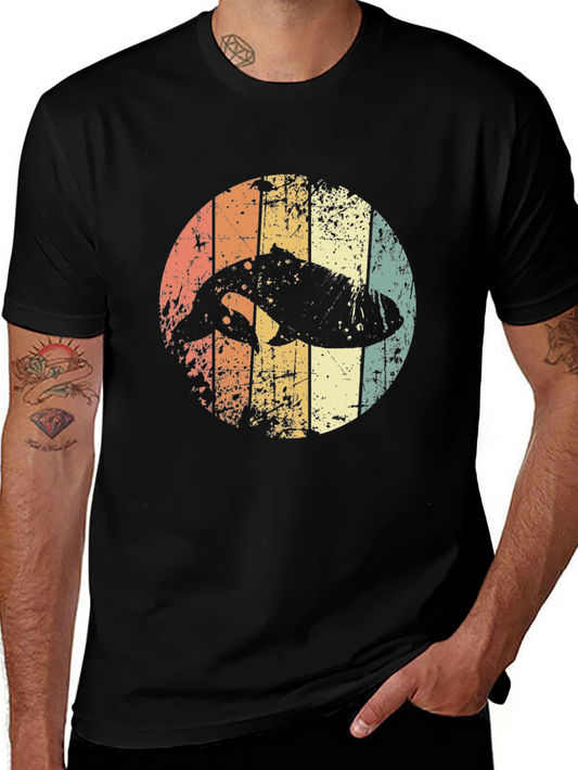 Retro Dolphin Graphic Tee - Distressed Print