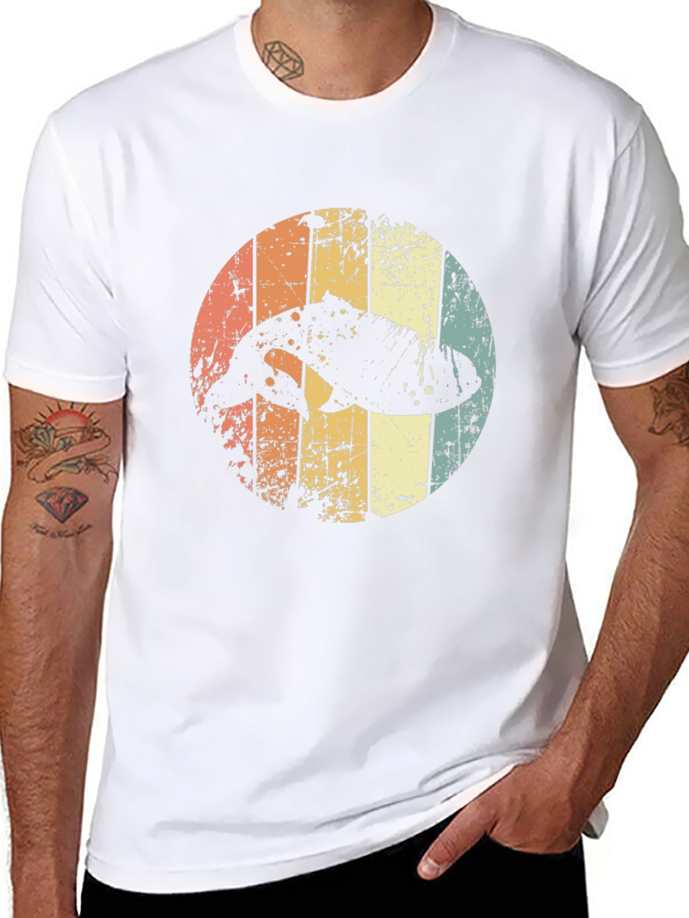 Retro Dolphin Graphic Tee - Distressed Print