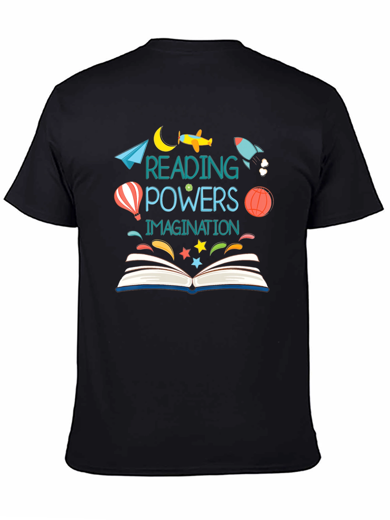 Reading Powers Imagination Black T-Shirt
