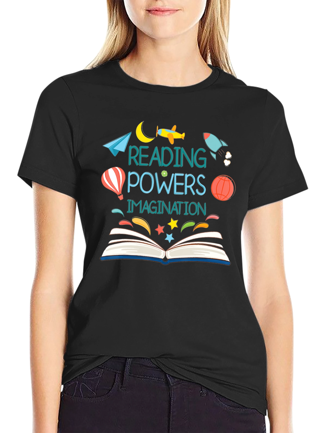 Reading Powers Imagination Black T-Shirt