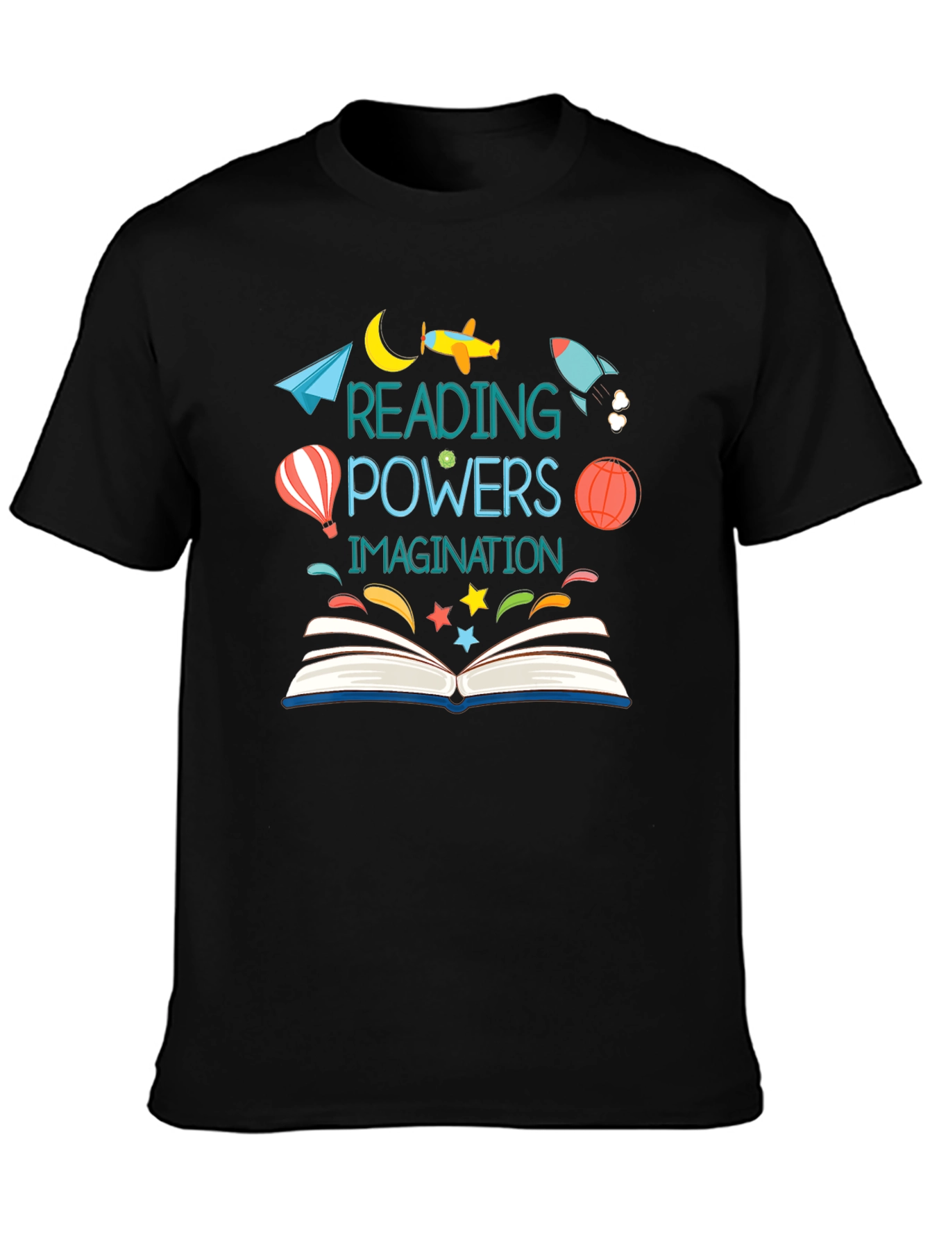 Reading Powers Imagination Black T-Shirt