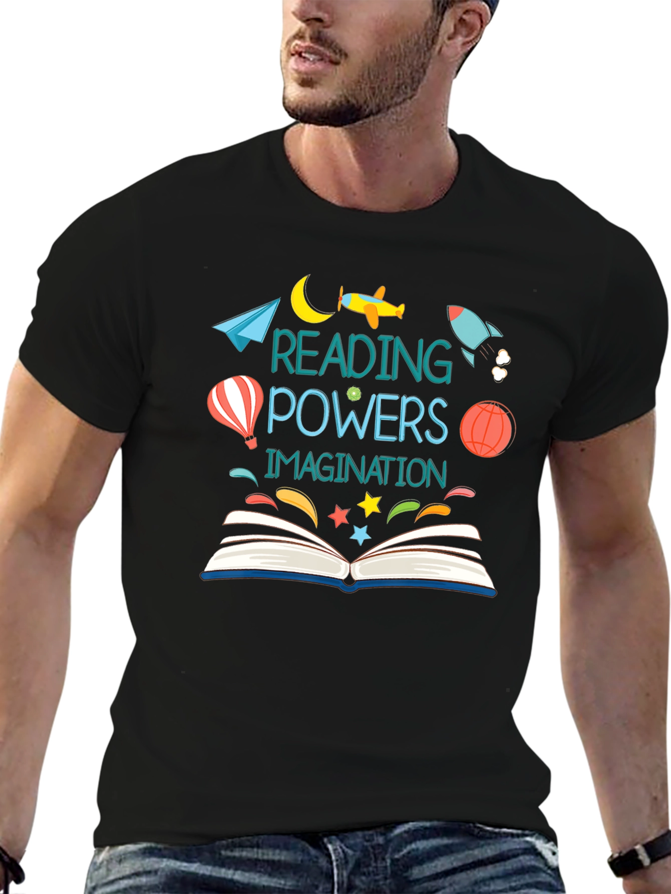 Reading Powers Imagination Black T-Shirt