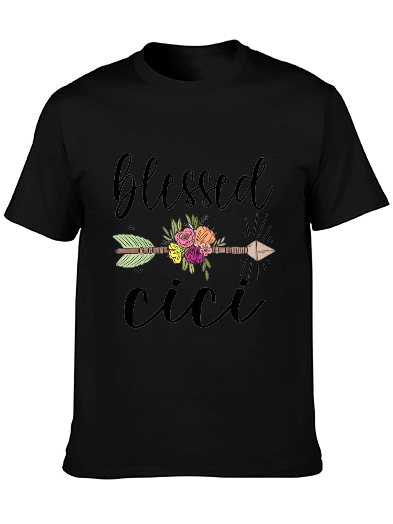 Blessed Cici Graphic Tee - Casual Black T-Shirt