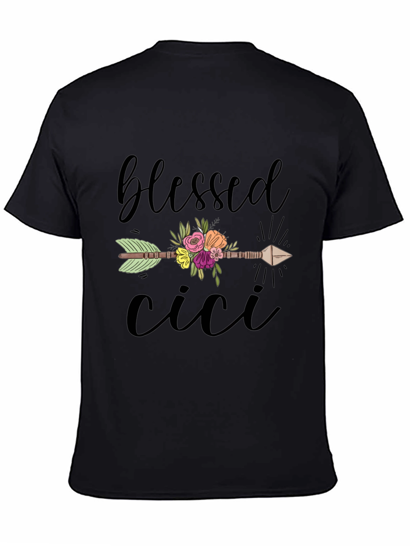 Blessed Cici Graphic Tee - Casual Black T-Shirt