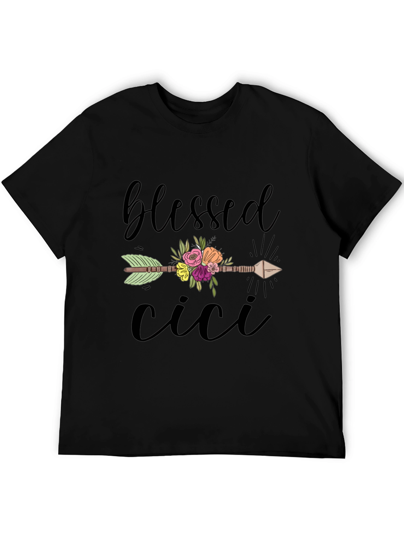 Blessed Cici Graphic Tee - Casual Black T-Shirt