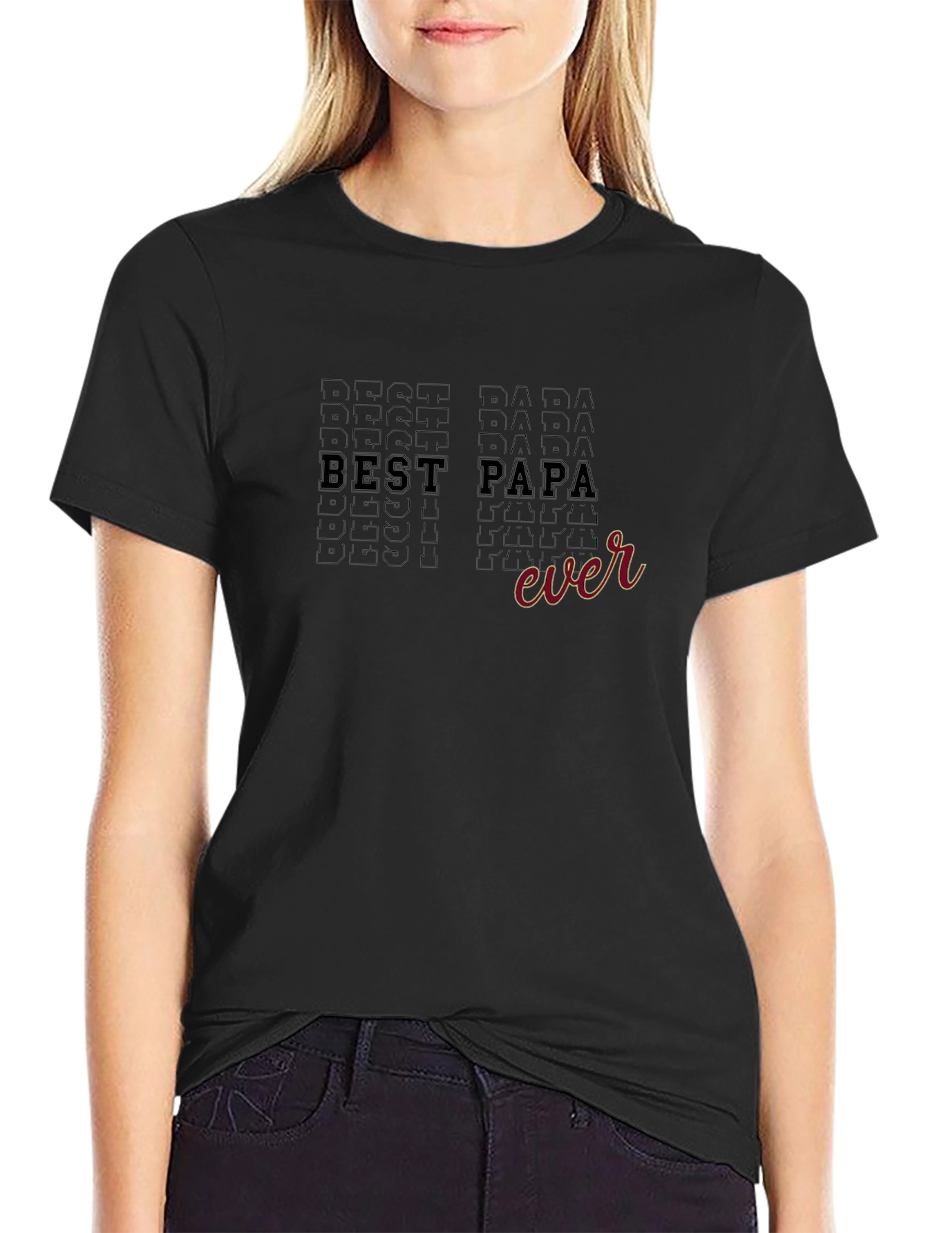 Best Papa Ever Graphic Tee - Black