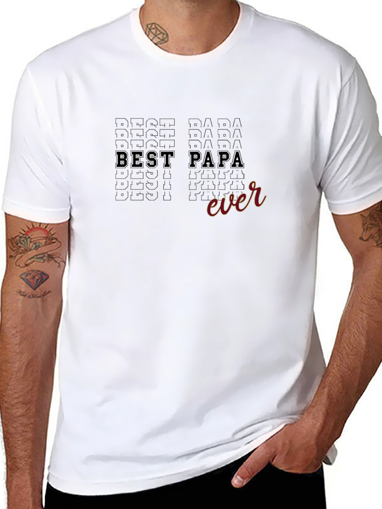 Best Papa Ever Graphic Tee - Black