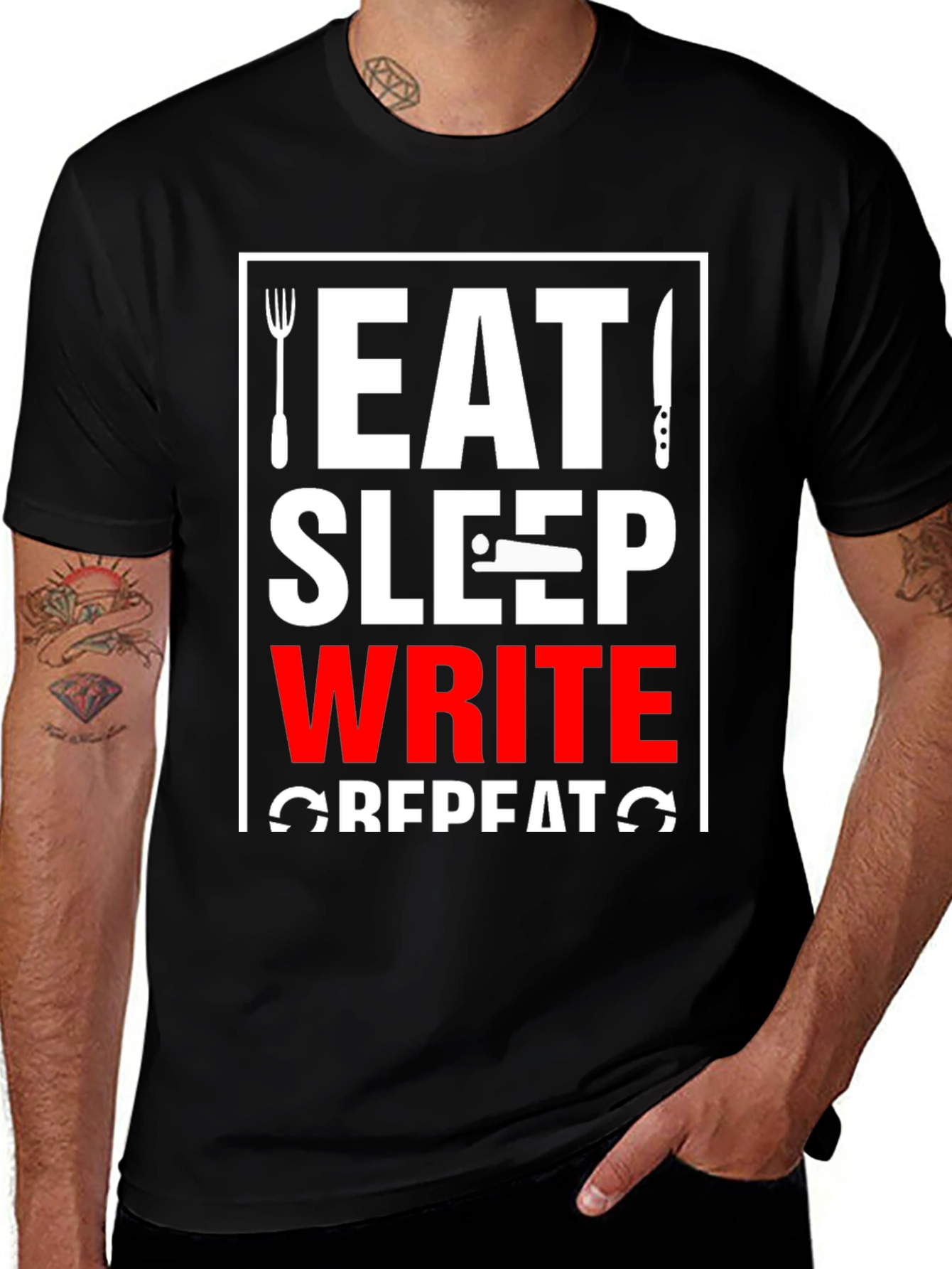 Eat Sleep Write Repeat Graphic Tee