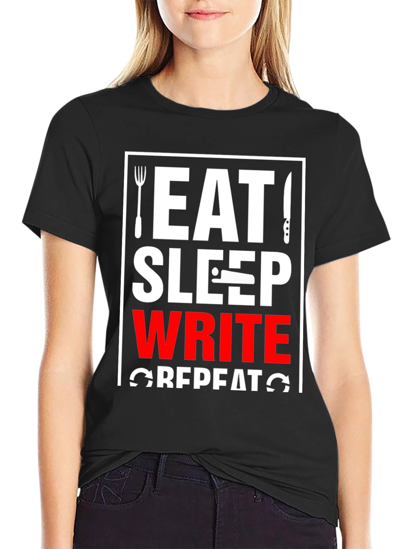 Eat Sleep Write Repeat Graphic Tee