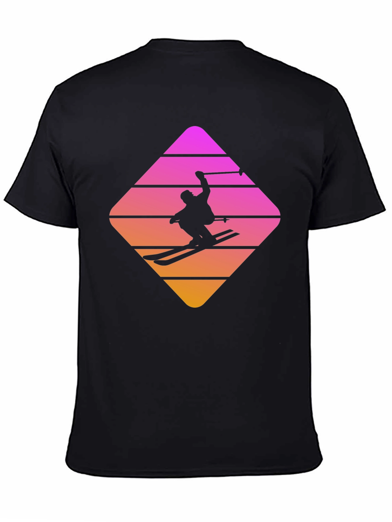 Retro Skiing T-Shirt - Stylish Black Cotton Blend Tee