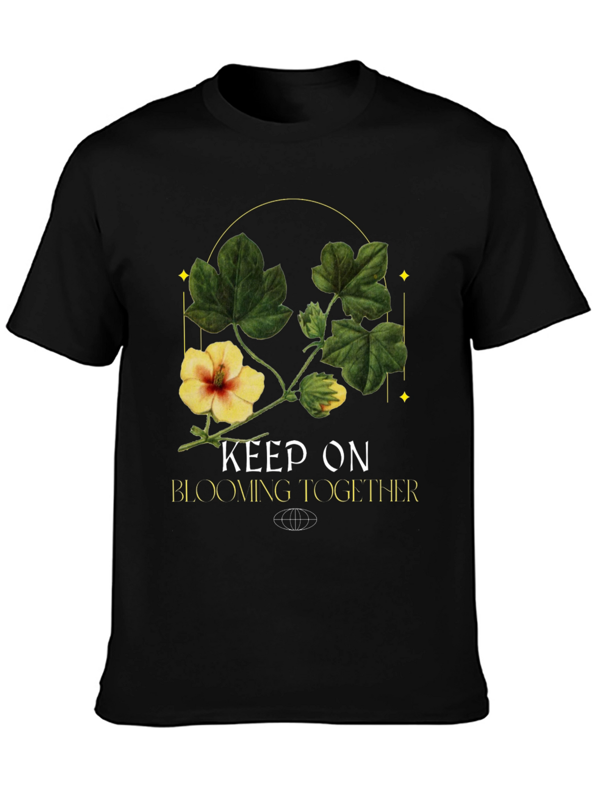 Keep On Blooming Together Black Graphic Tee