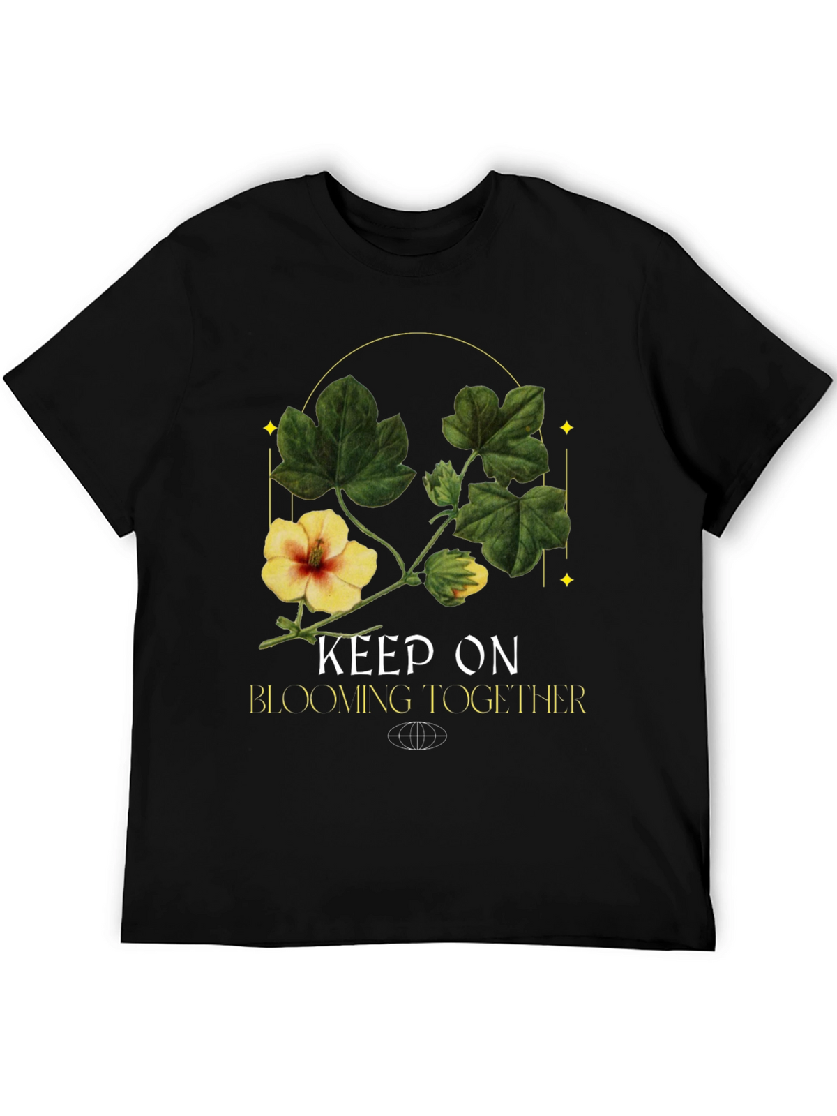 Keep On Blooming Together Black Graphic Tee