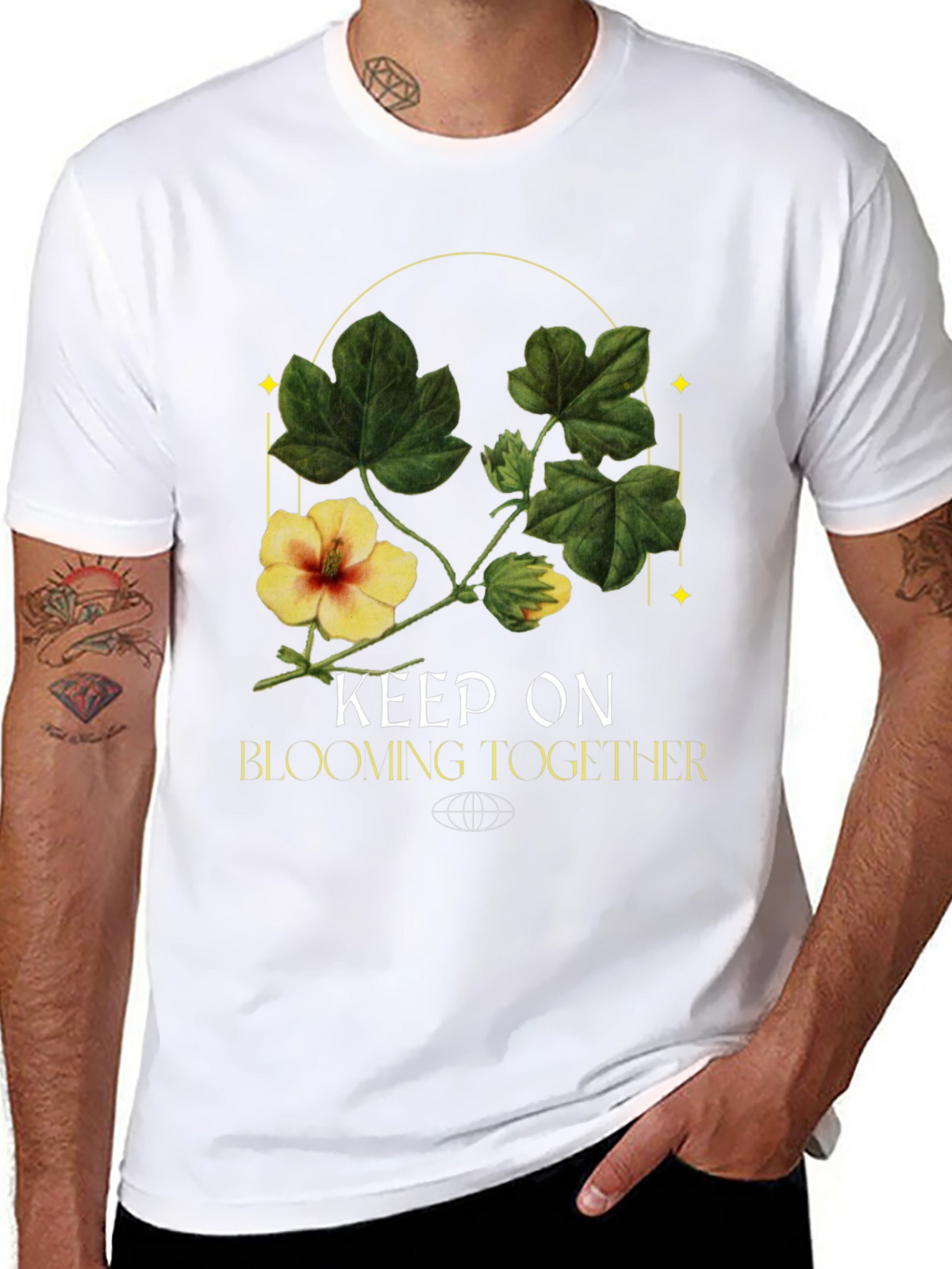Keep On Blooming Together Black Graphic Tee