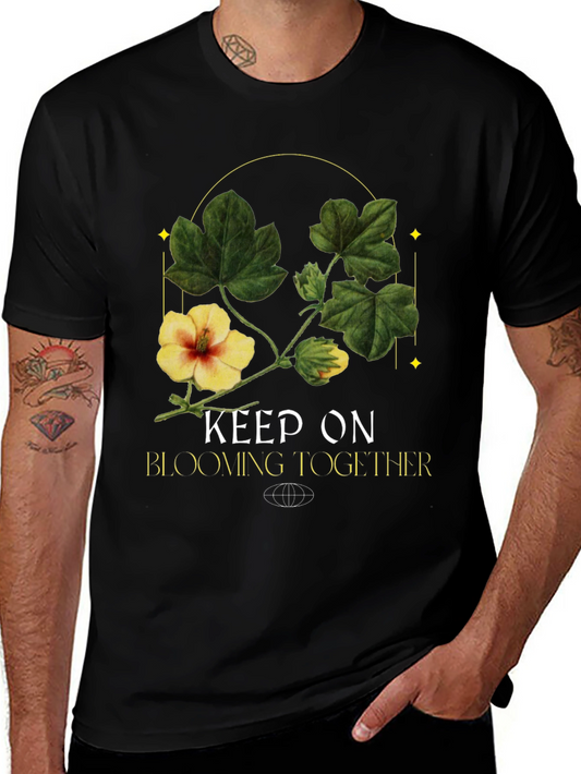 Keep On Blooming Together Black Graphic Tee