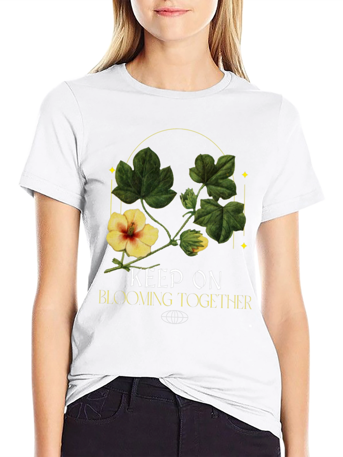 Keep On Blooming Together Black Graphic Tee