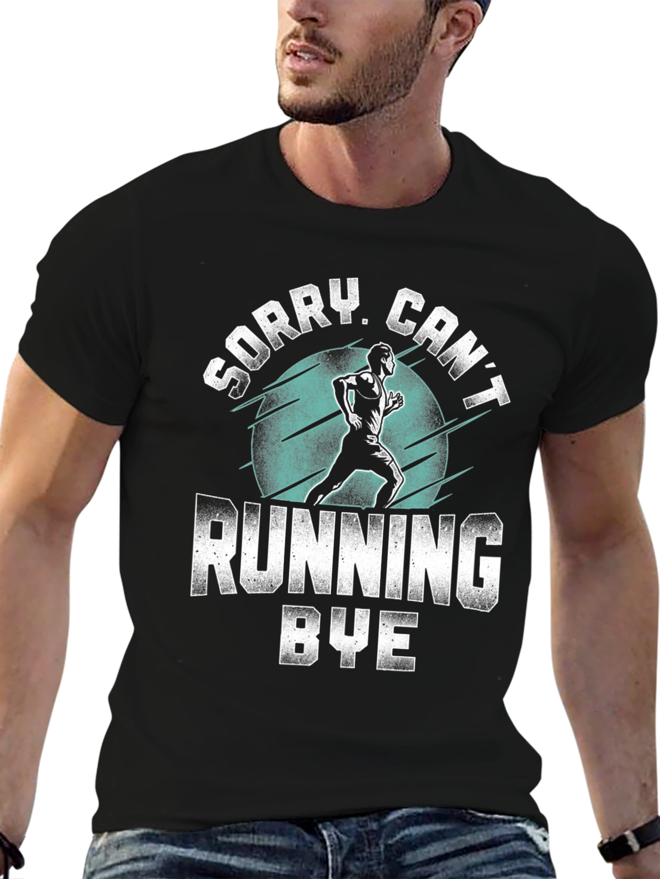 Sorry Cant Running Bye Black T-Shirt