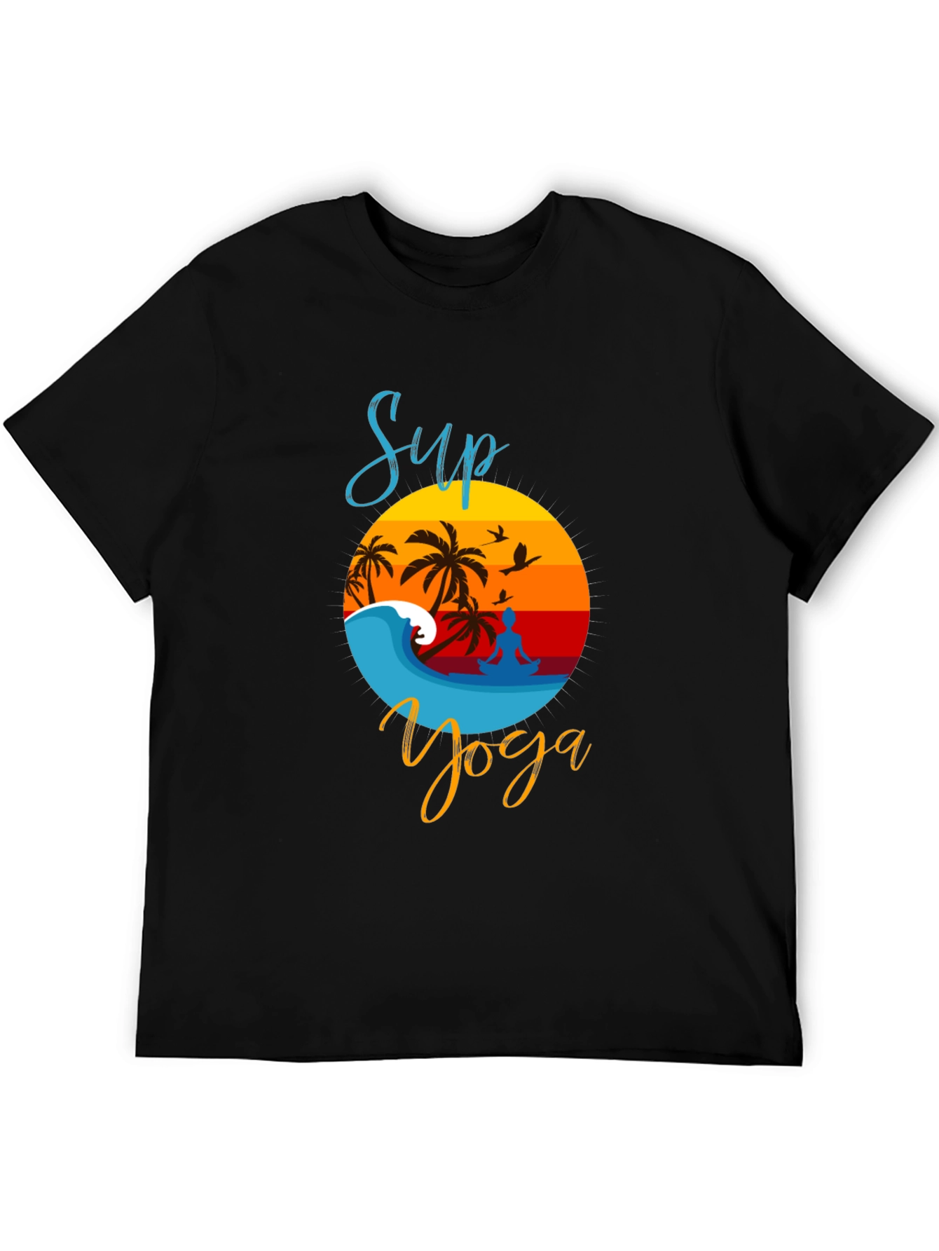 Sup Yoga Black T-Shirt - Beach Vibe Design
