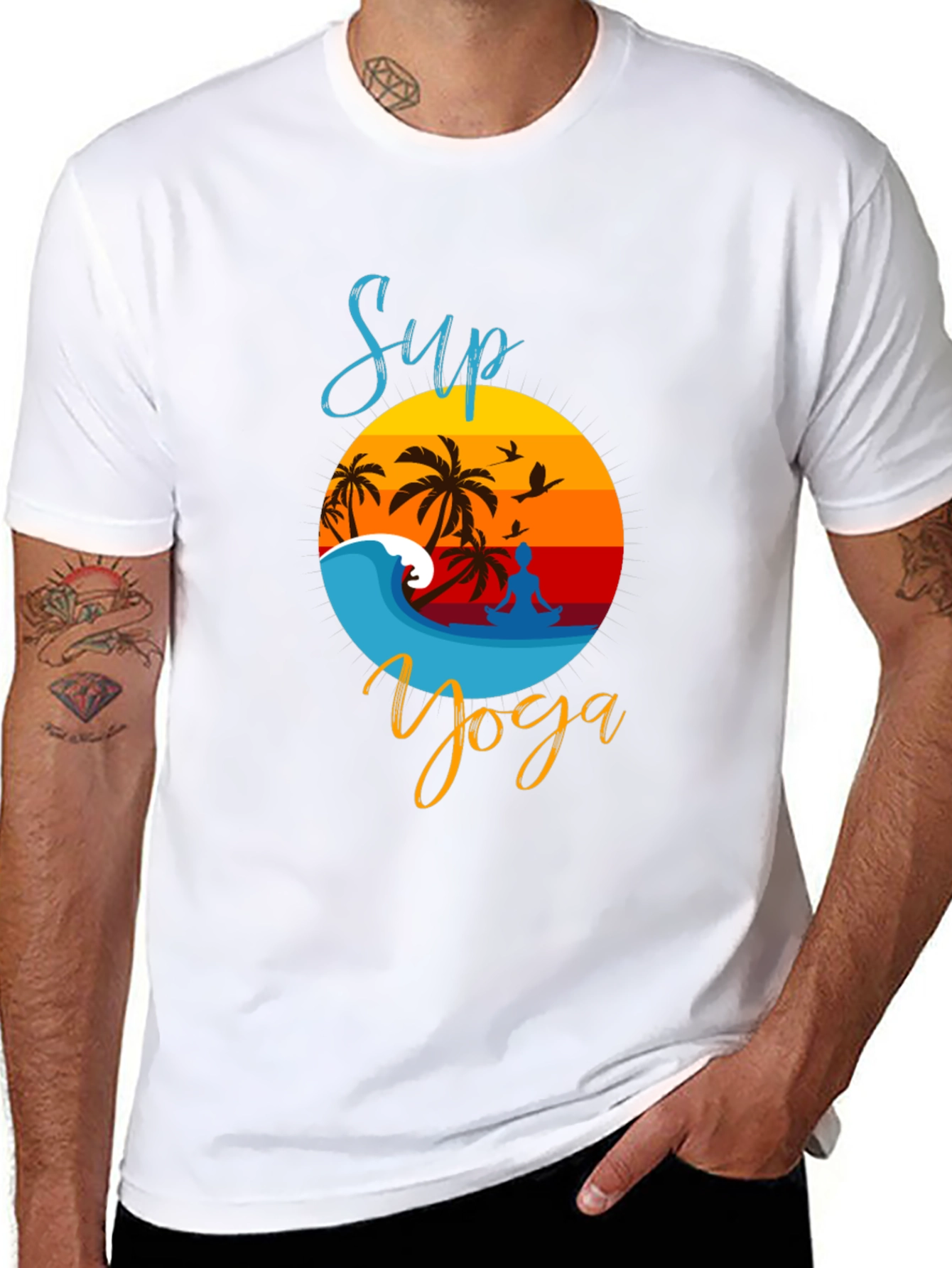 Sup Yoga Black T-Shirt - Beach Vibe Design