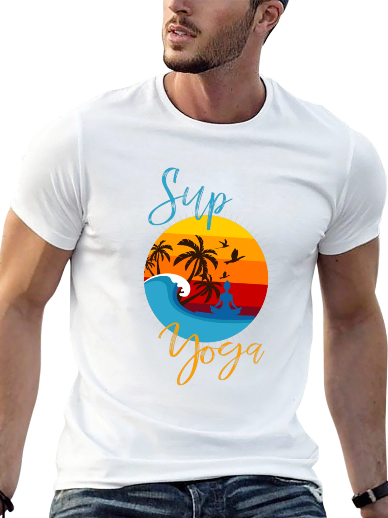 Sup Yoga Black T-Shirt - Beach Vibe Design
