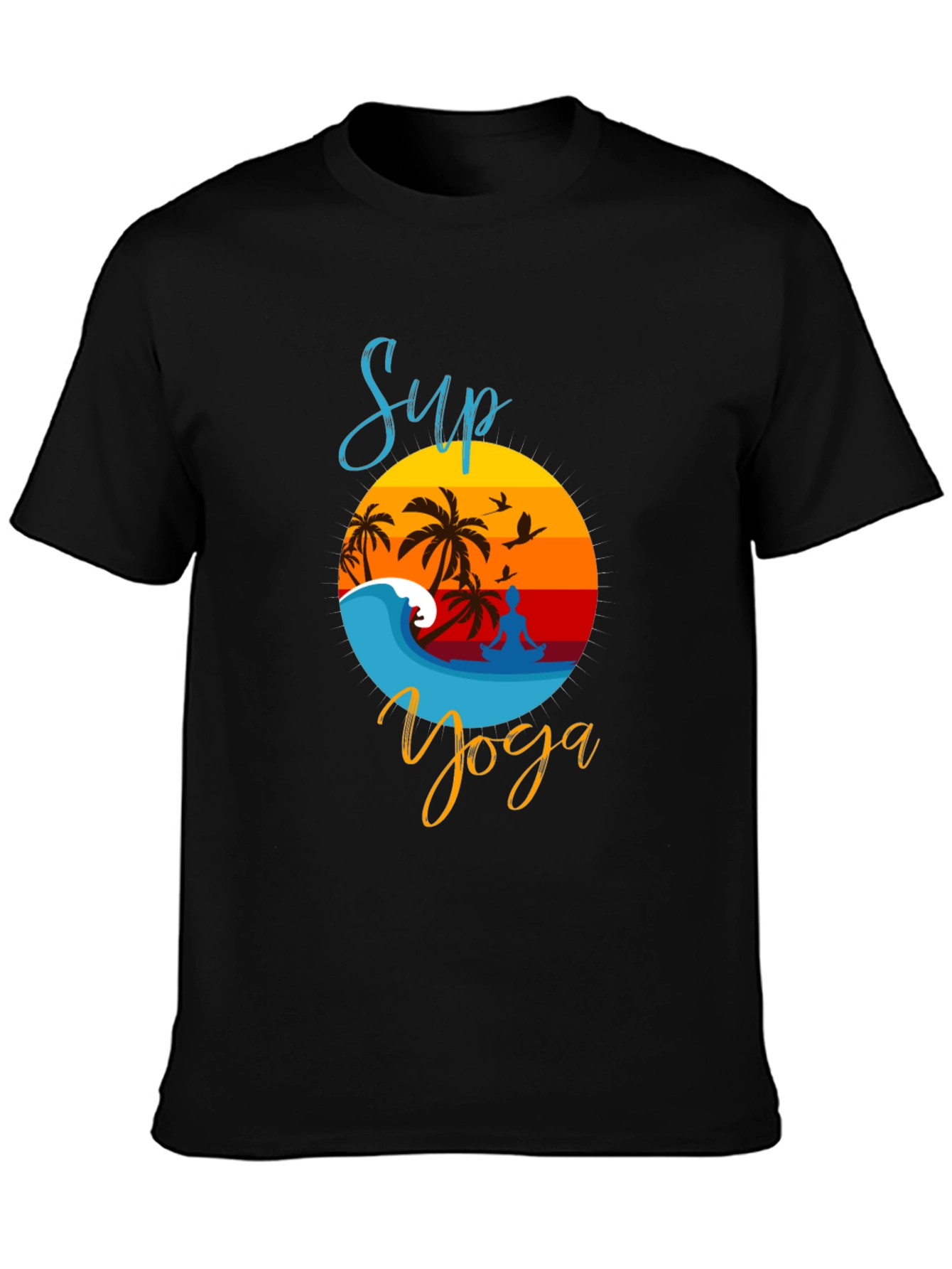 Sup Yoga Black T-Shirt - Beach Vibe Design