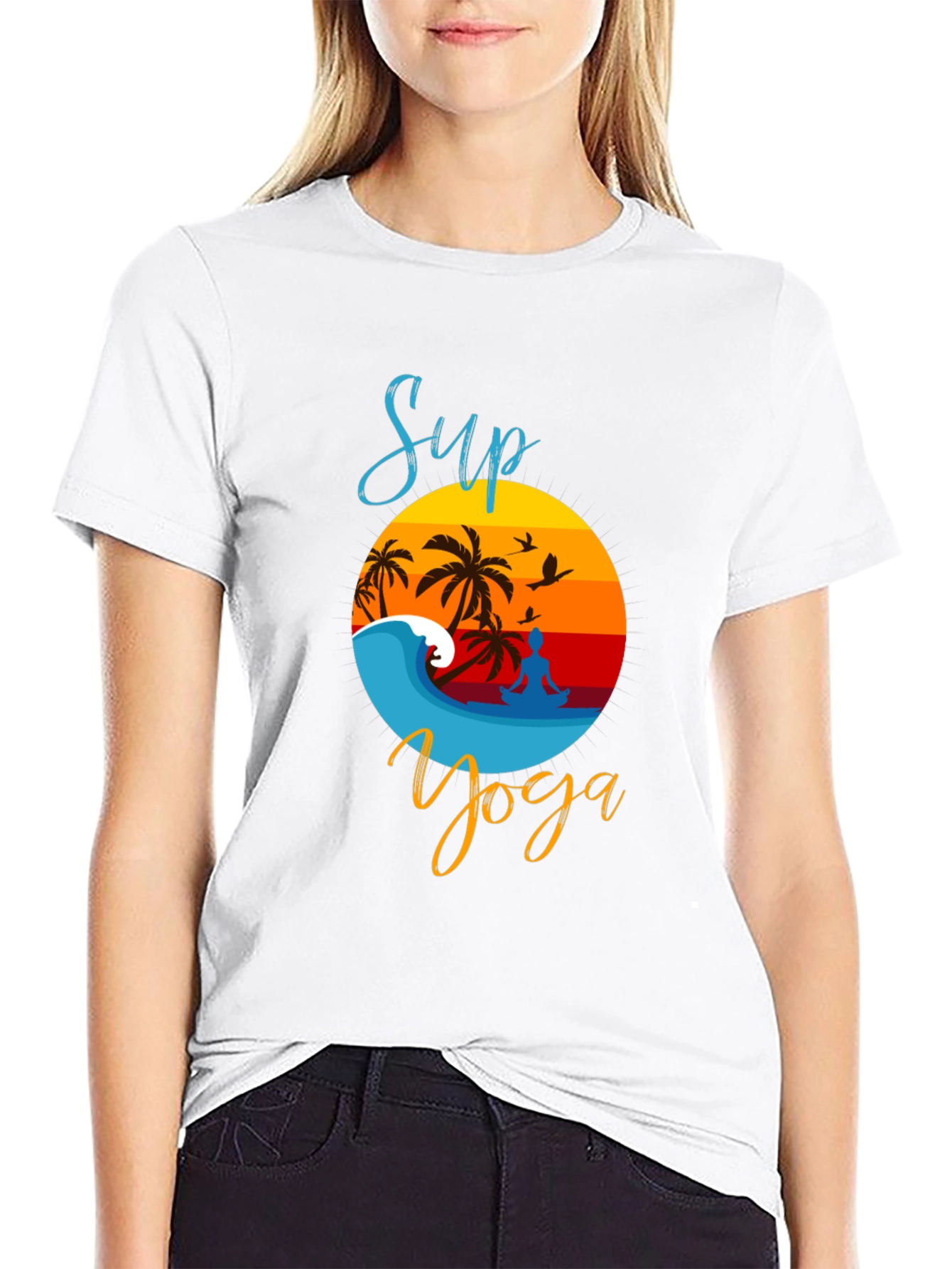 Sup Yoga Black T-Shirt - Beach Vibe Design