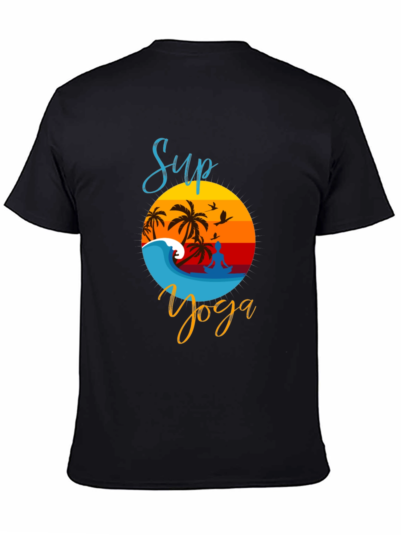 Sup Yoga Black T-Shirt - Beach Vibe Design