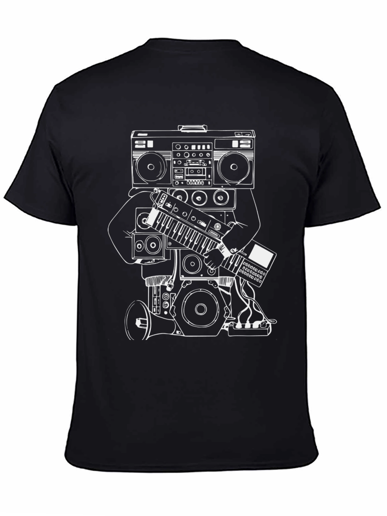 Cool Graphic Tee - Boombox & Keyboard Design