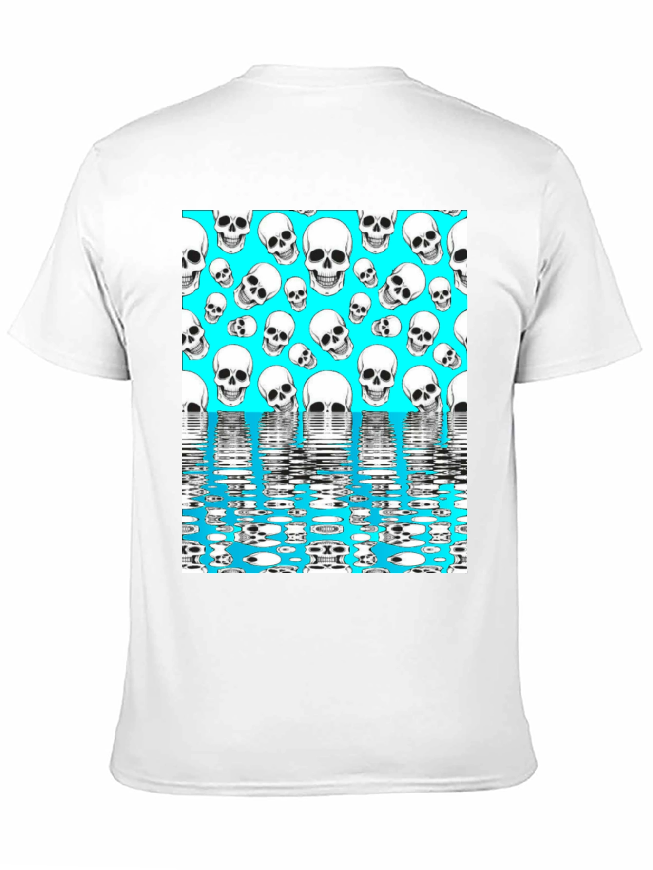 Skull Pattern T-Shirt - Aqua Blue