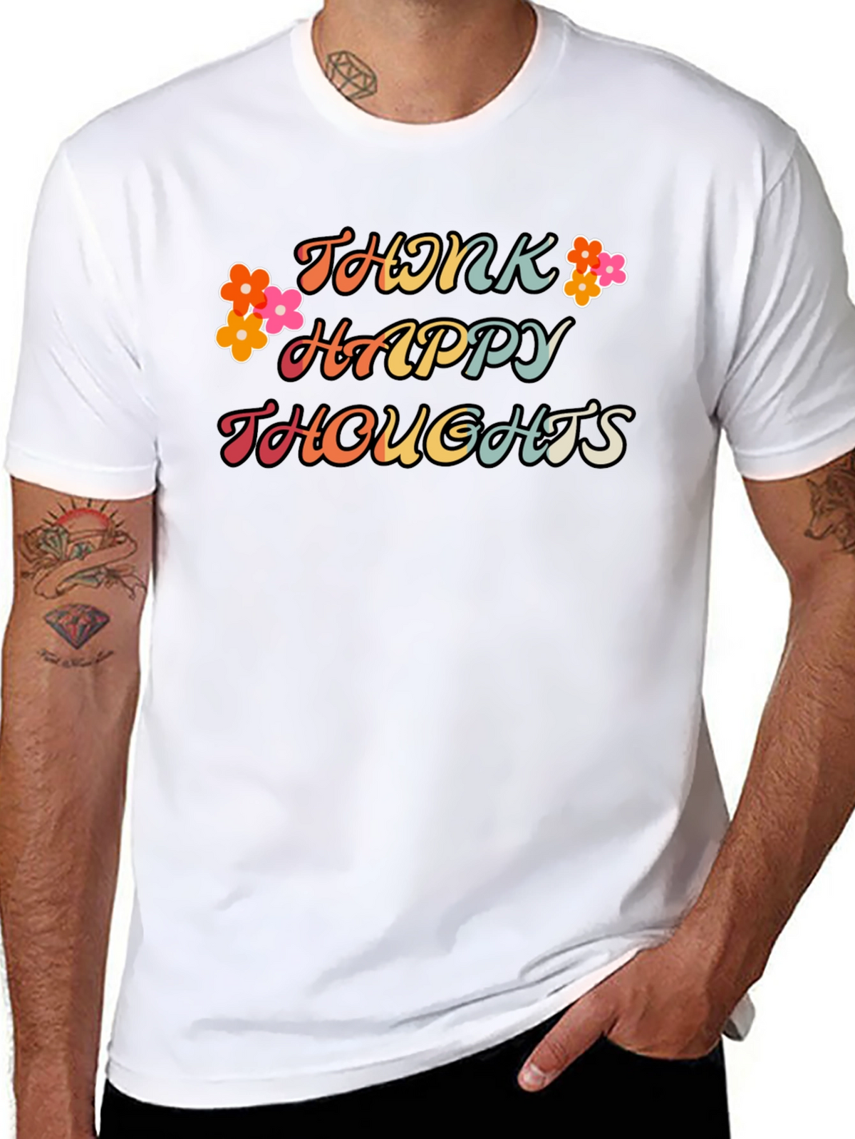 Think Happy Thoughts Graphic Tee - Black