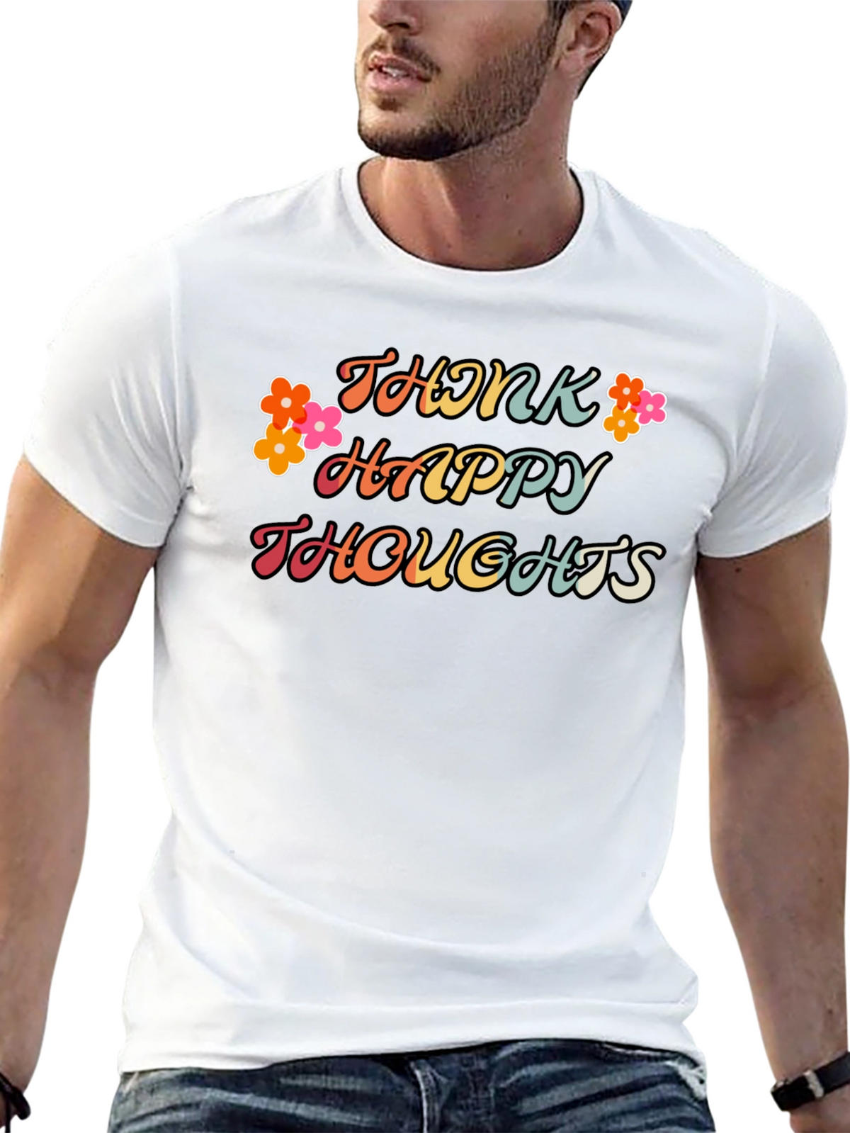 Think Happy Thoughts Graphic Tee - Black