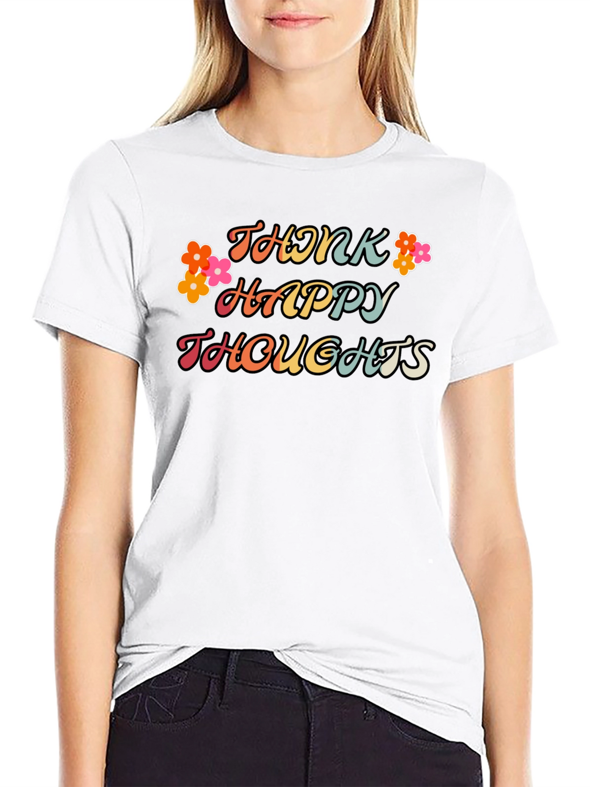 Think Happy Thoughts Graphic Tee - Black