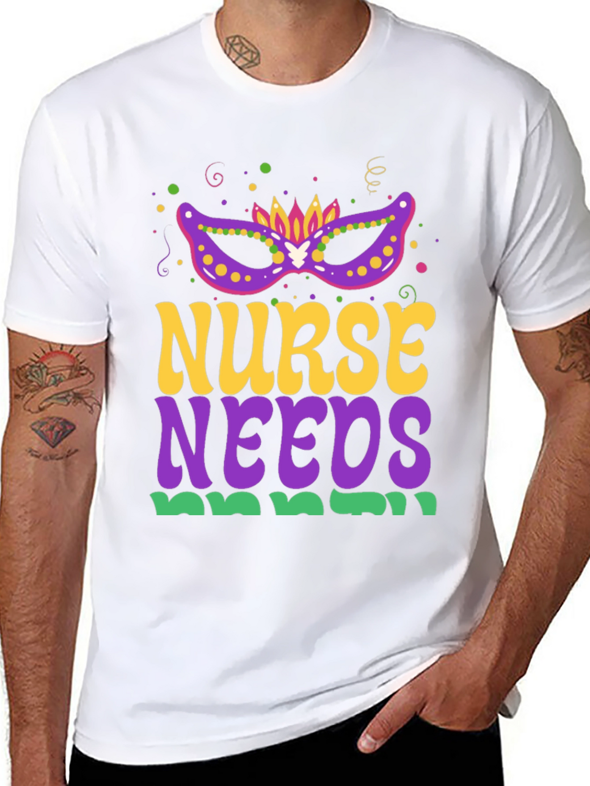 Nurse Needs Mardi Gras Tee